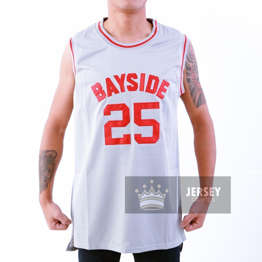 Jersey Champs The Bell Zack Morris Bayside Tigers Basketball Jersey Stitched Gray, Gray / Small