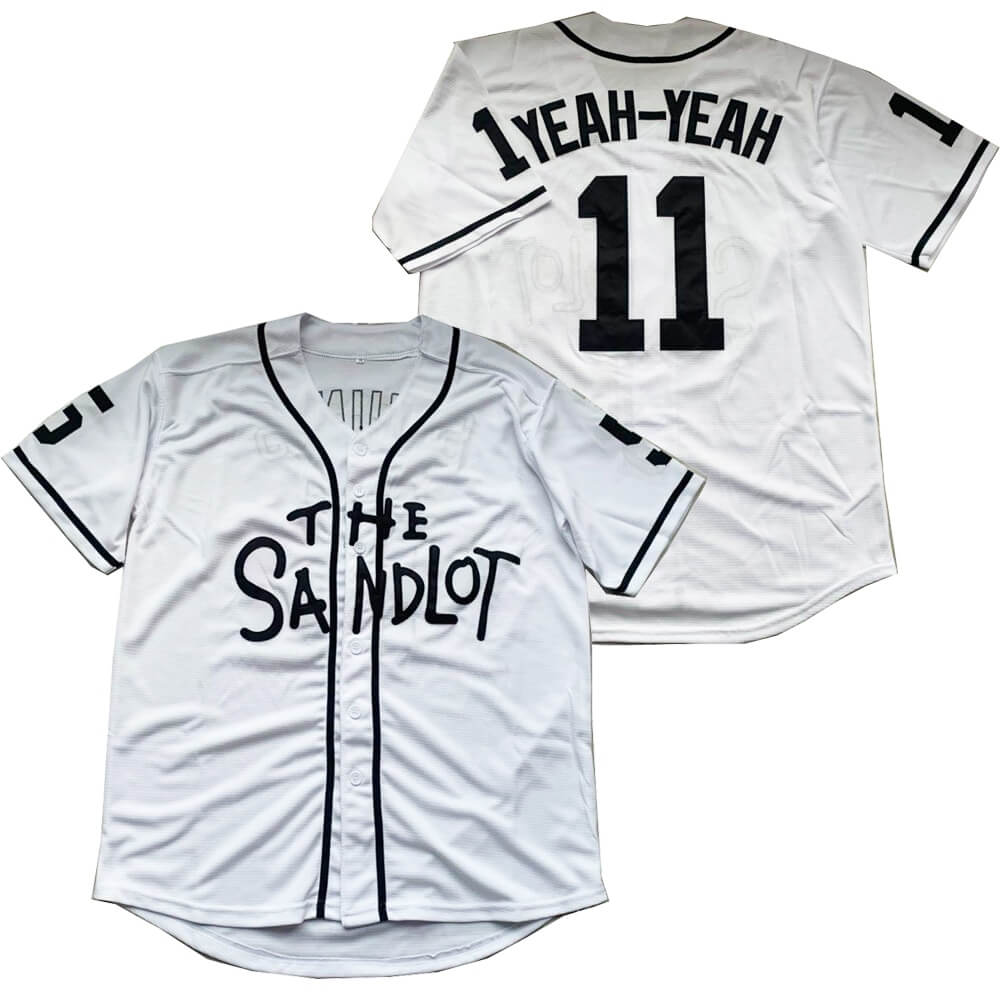 Head Gear-The Sandlot Benny Rodriguez Baseball Jersey-White 3XL