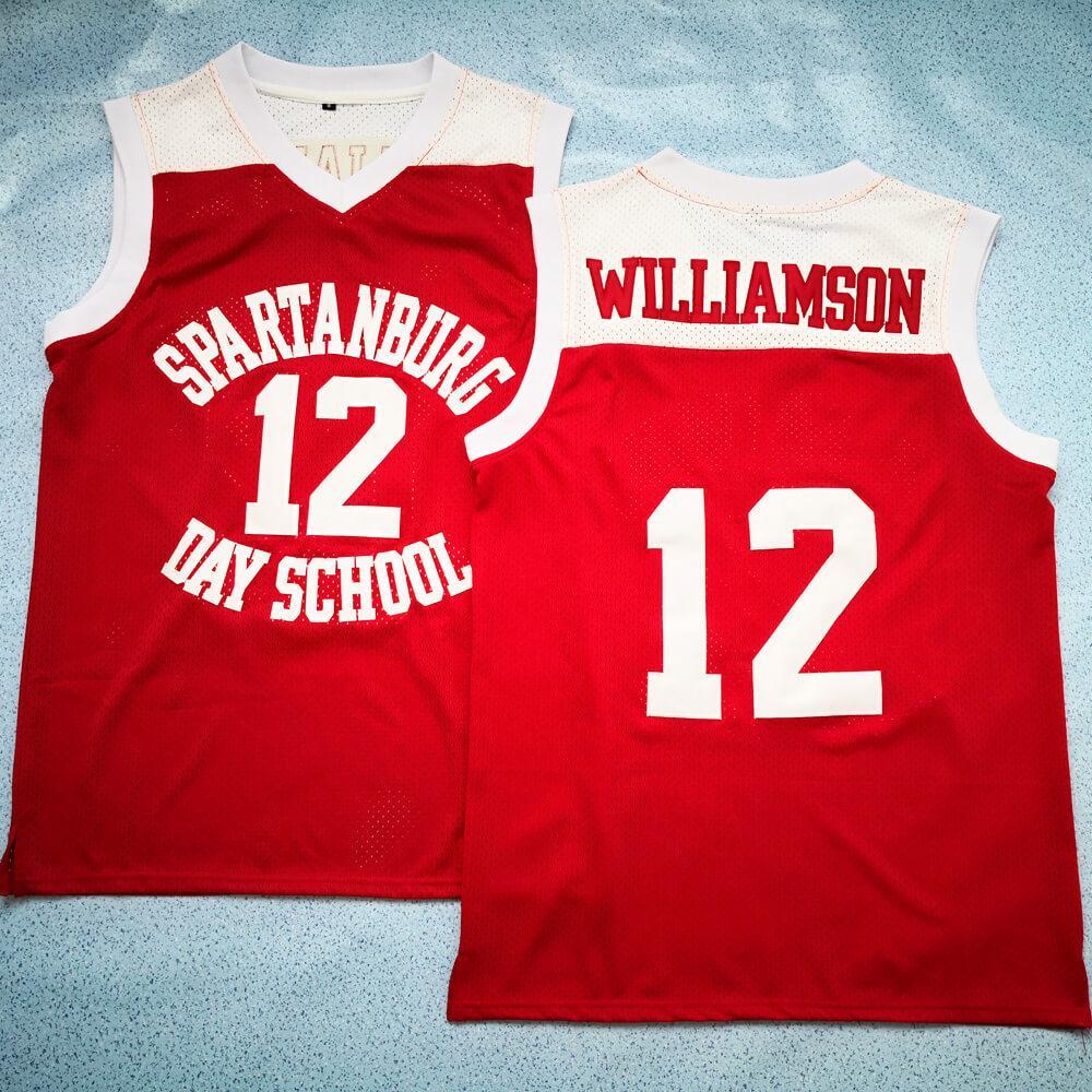 Zion Williamson Men's Headgear Classics Premium Embroidered Spartanburg Day School Griffins High School Basketball Jersey (Small, Black/Red)