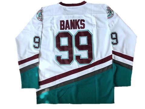 Adam Banks Mighty Ducks Jersey 99 Movie Ice Hockey Jersey Sport Sweater  Stitched Letters Numbers S-XXXL White 