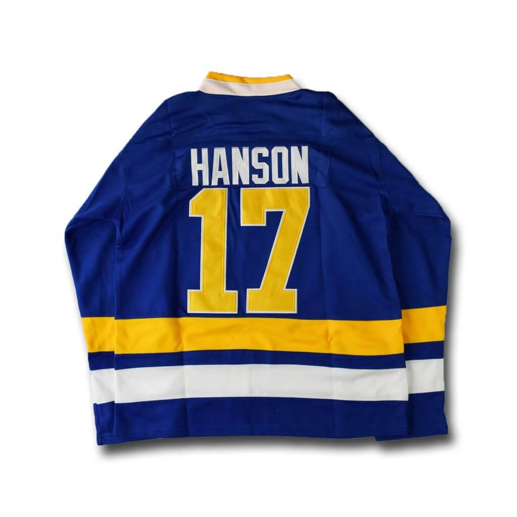 Slap Shot Steve Hanson 17 Charlestown Chiefs Hockey Jersey Blue Stitched