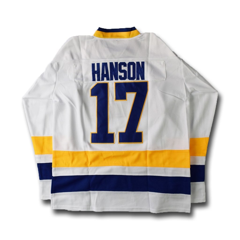 Hanson Charlestown Chiefs Jersey #17 Slap Shot Movie Hockey Stitched Blue